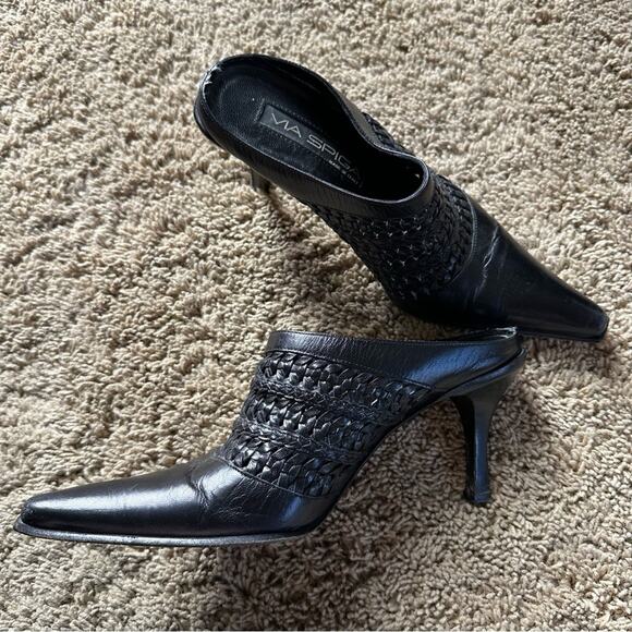 Vía Spiga Vintage Black Women's woven leather Heels size 7 - Picture 9 of 13